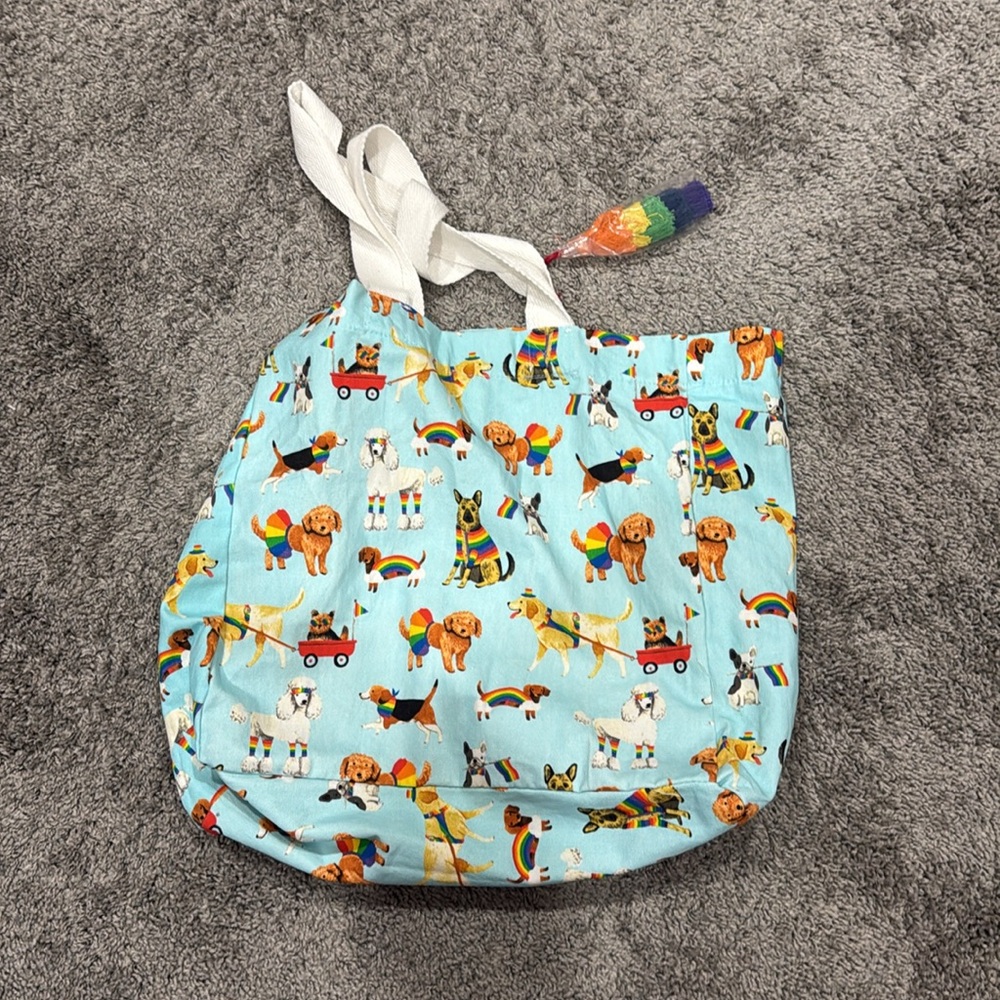 NWT C+C California Cotton Tote Bag Rainbow Pride Dogs Animals - Picture 7 of 7